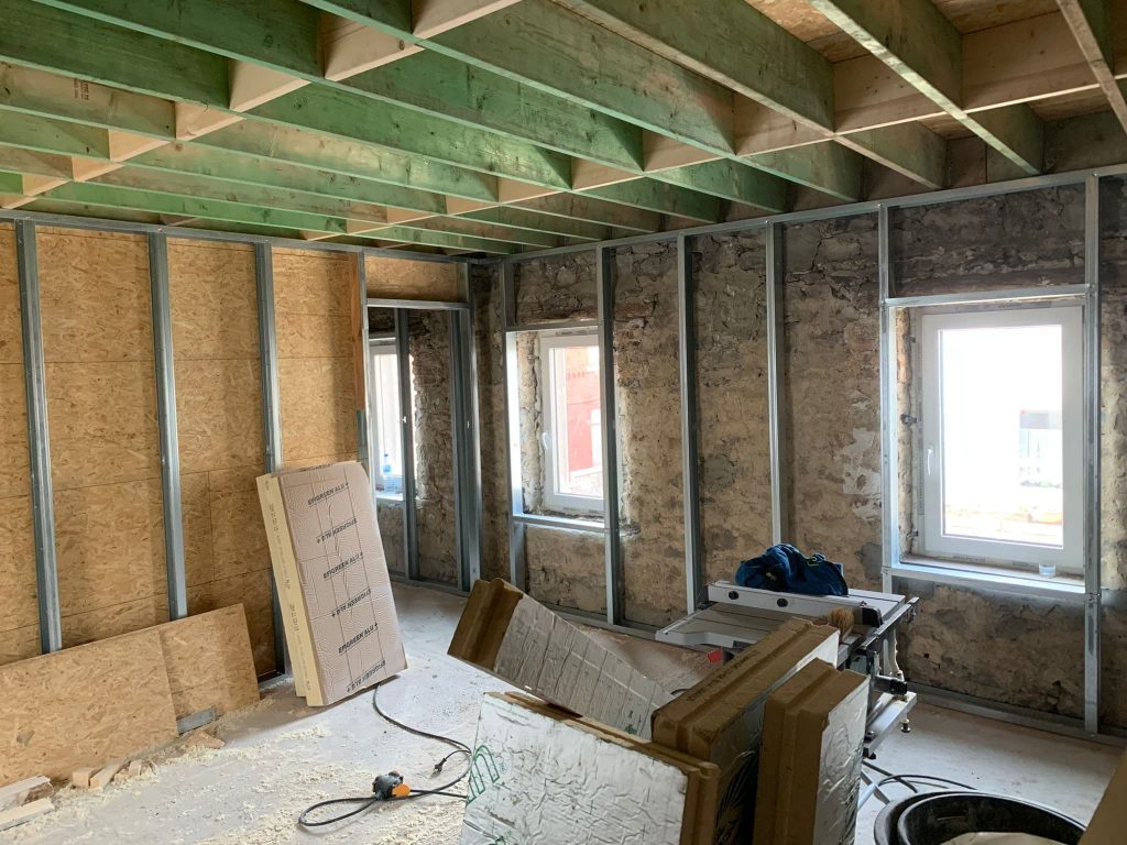 cloison, contre cloison faux plafond metalstud osb gyproc